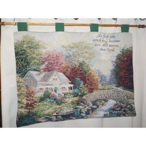 Vtg "As for me and my house we will serve the Lord" Tapestry Wall Hanging 34x25